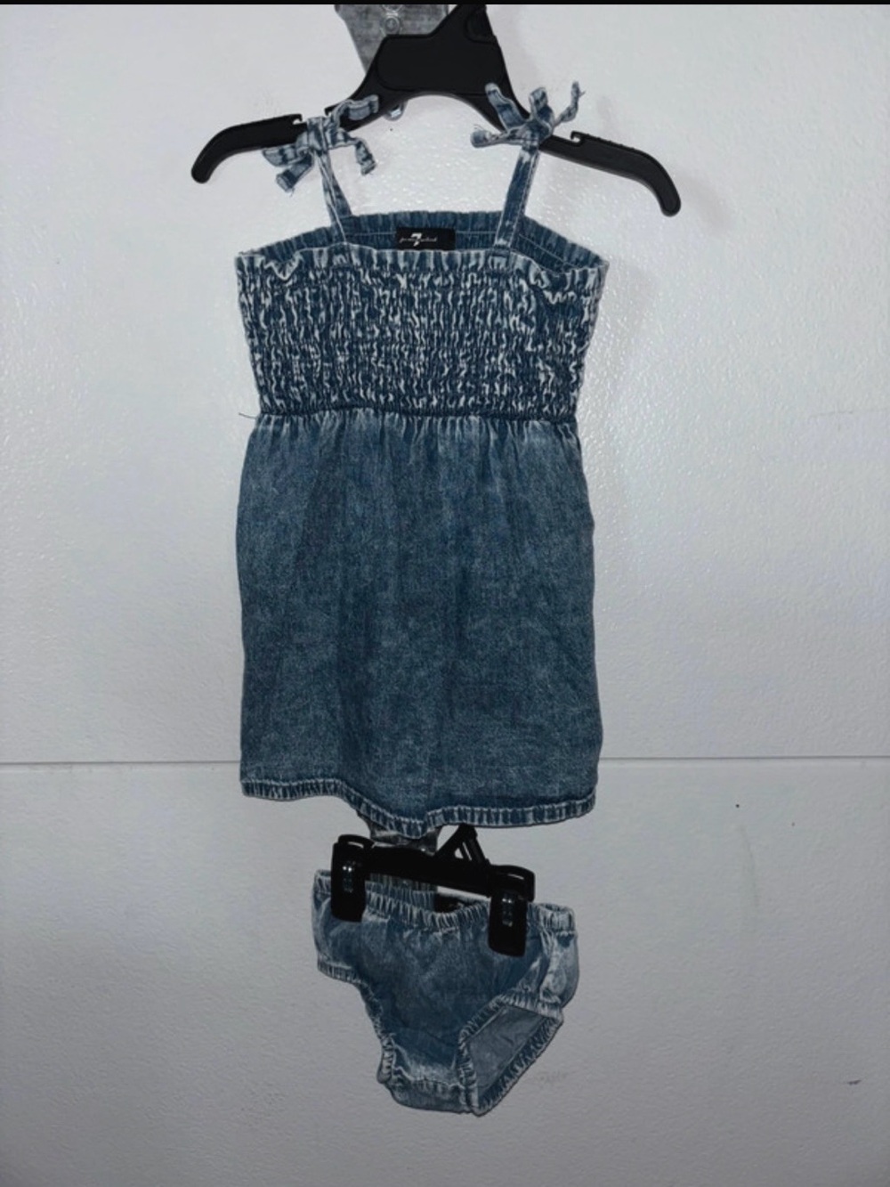 Seven7 Washed Blue Denim Sundress with Bloomers